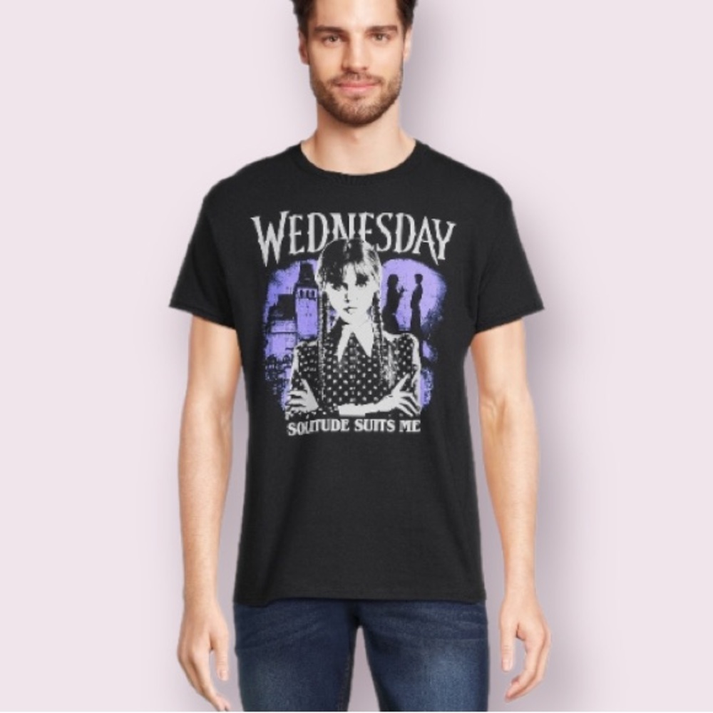 Wednesday Men's and Big Men's Short Sleeve Graphic Tee in Black